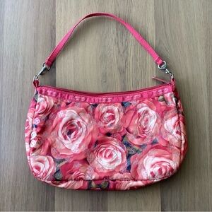 Lesportsac RARE HTF vintage romantic roses sequins clutch handbag purse
